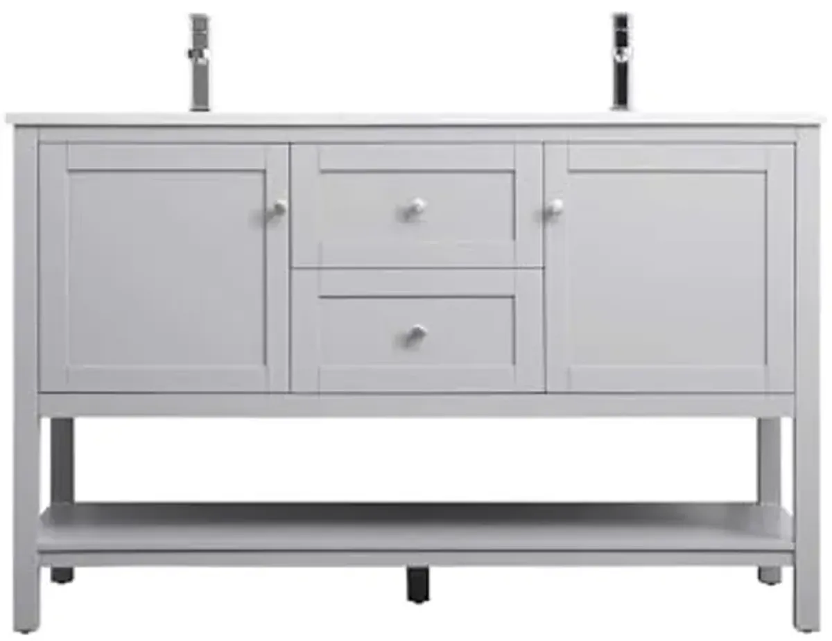 Elegant Lighting 54 Inch Double Bathroom Vanity in Grey