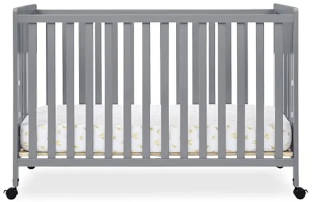 Simmons Kids Aria Full Size Portable Folding Crib - Greenguard Gold Certified, Grey