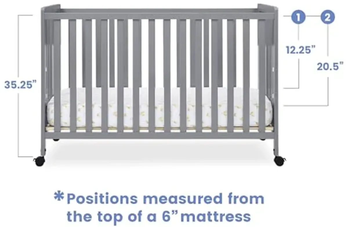 Simmons Kids Aria Full Size Portable Folding Crib - Greenguard Gold Certified, Grey