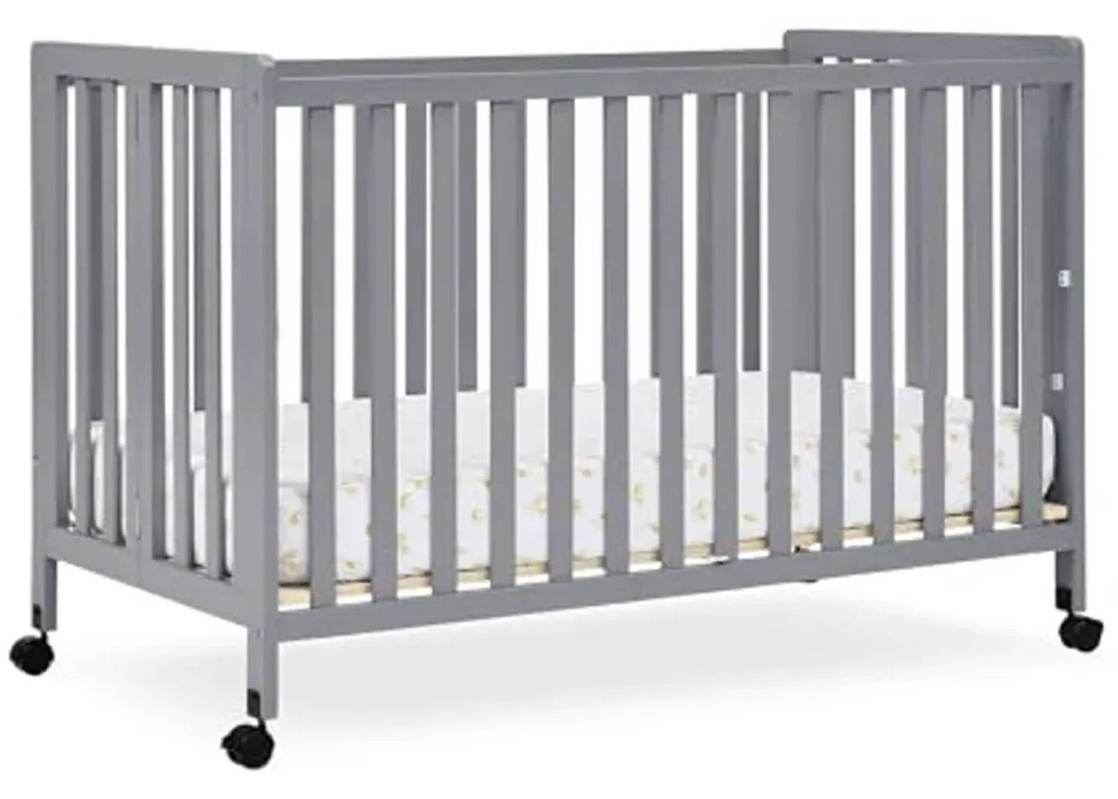 Simmons Kids Aria Full Size Portable Folding Crib - Greenguard Gold Certified, Grey