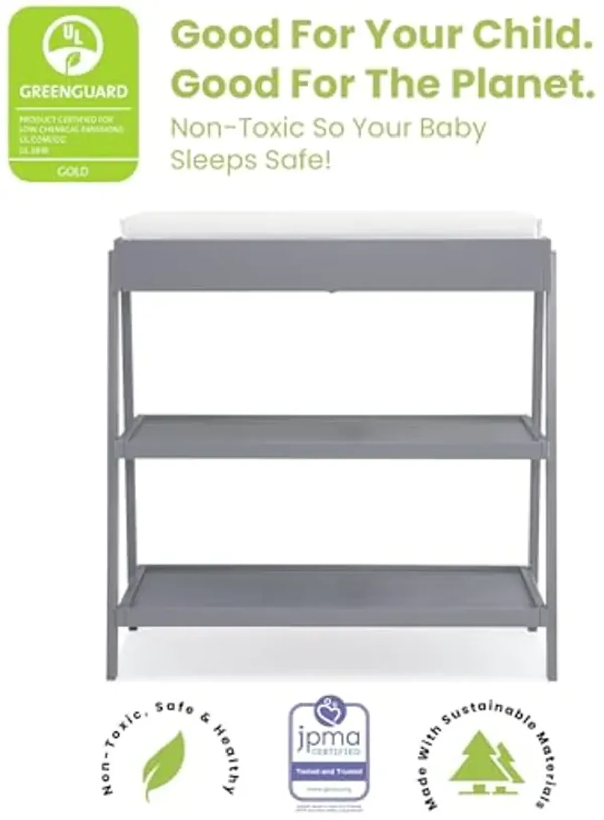 Delta Children Scout Changing Table - Greenguard Gold Certified, Grey