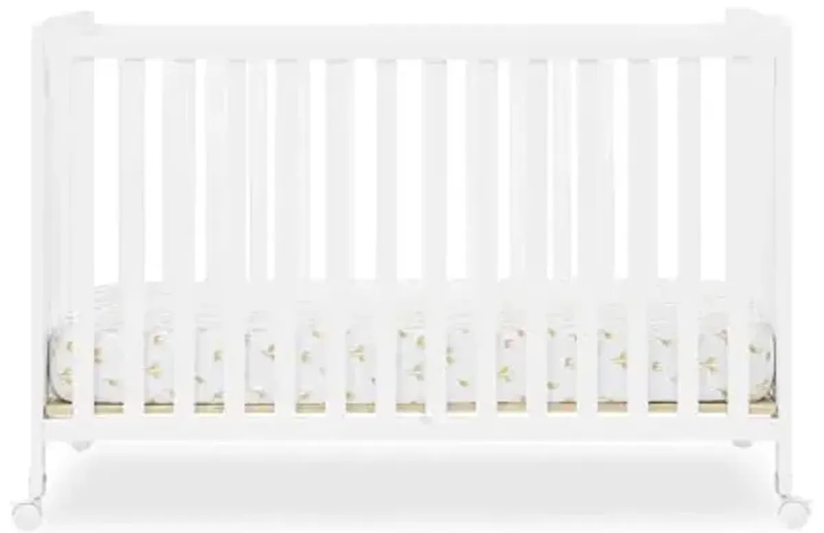 Simmons Kids Aria Full Size Portable Folding Crib - Greenguard Gold Certified, Bianca White