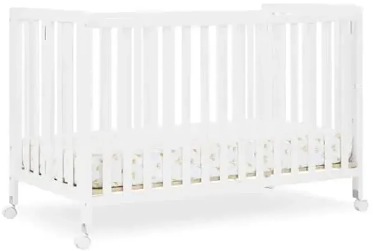 Delta Children Simmons Kids Aria Full Size Portable Folding Crib - Greenguard Gold Certified, Bianca White