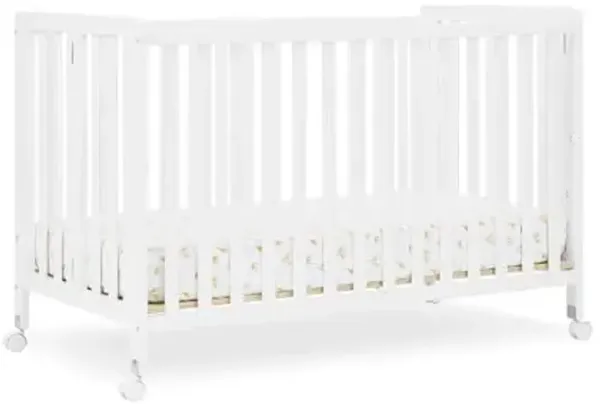 Simmons Kids Aria Full Size Portable Folding Crib - Greenguard Gold Certified, Bianca White