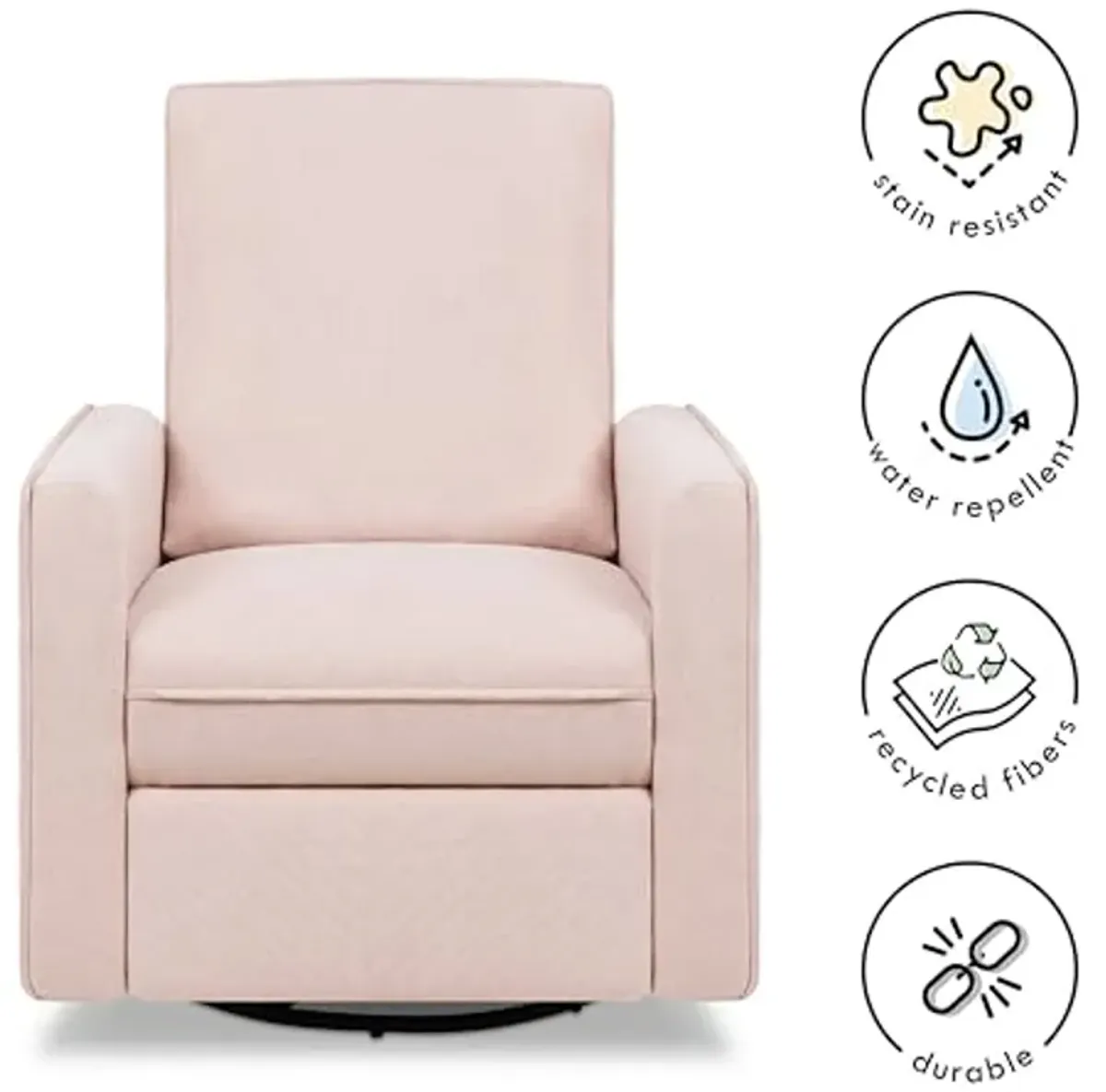 DaVinci Penny Recliner and Swivel Glider in Performance Pale Blush Pink Eco-Weave, Water Repellent & Stain Resistant, Greenguard Gold Certified, CertiPUR-US Certified