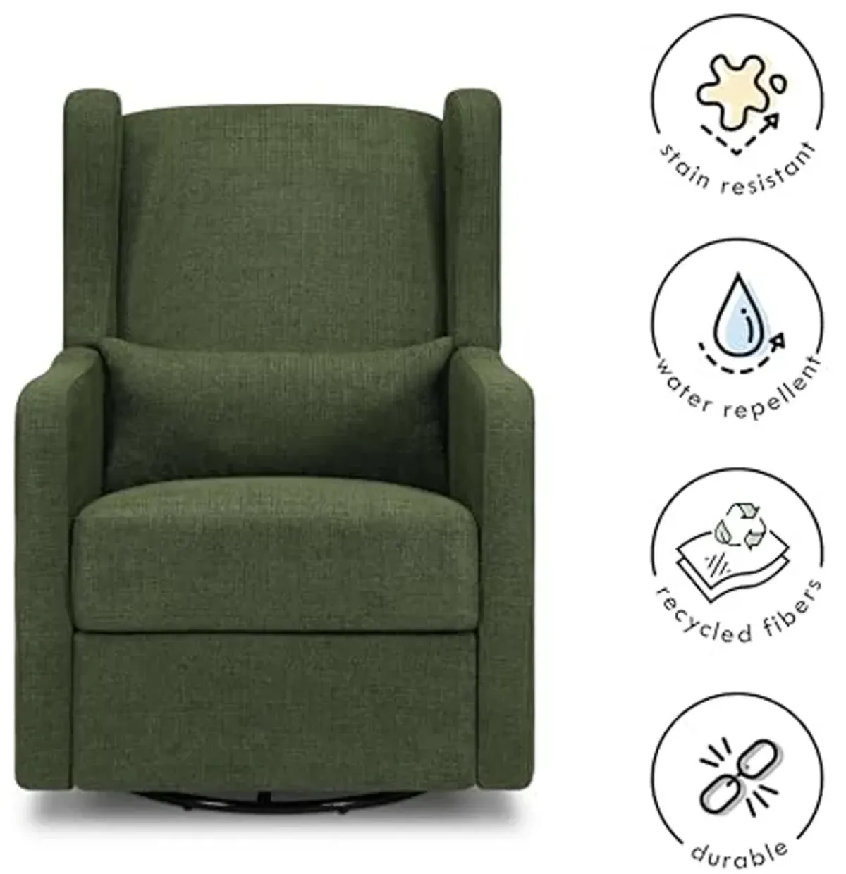 DaVinci Carter's Arlo Recliner and Swivel Glider, Water Repellent & Stain Resistant, Greenguard Gold & CertiPUR-US Certified, Performance Forest Green Linen