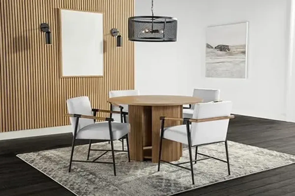 Abbyson Living Parker 5 Piece Dining Set, Blonde with White