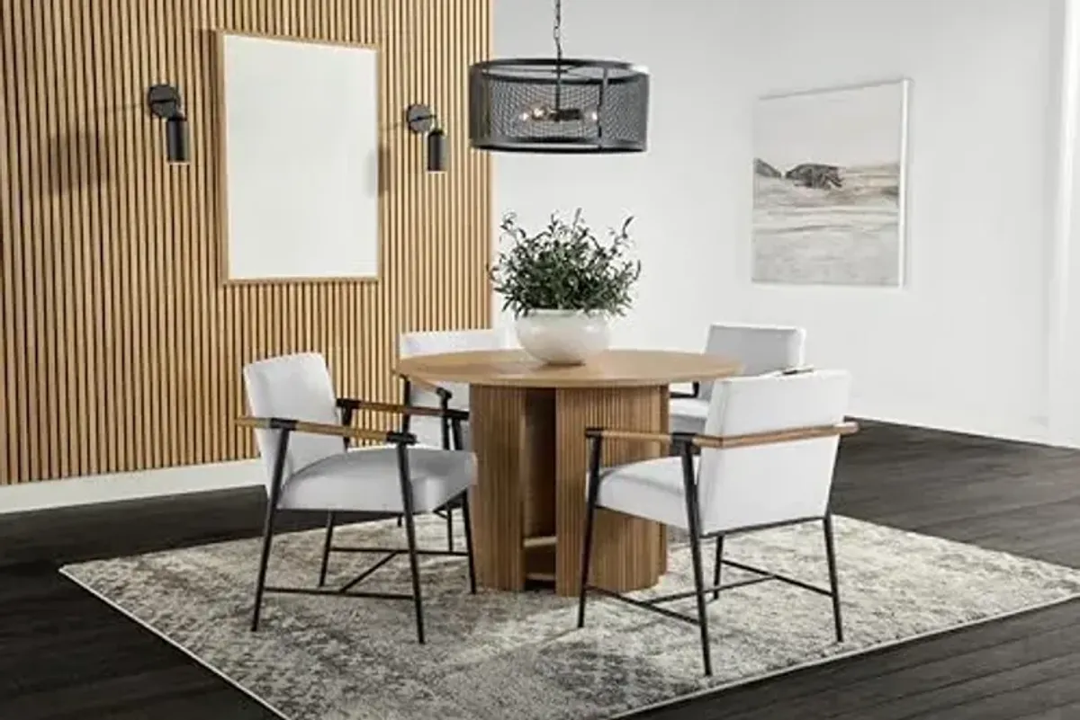 Abbyson Living Parker 5 Piece Dining Set, Blonde with White