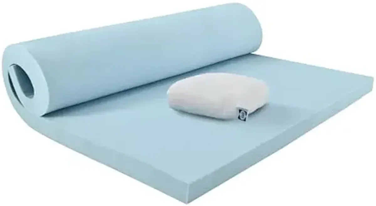 Sealy Dreamlife 3” Gel Memory Foam Queen Mattress Topper with Cooling Cover, SealyComfort Gel Foam, SealyCool Stretch Knit Cover with Corner Straps