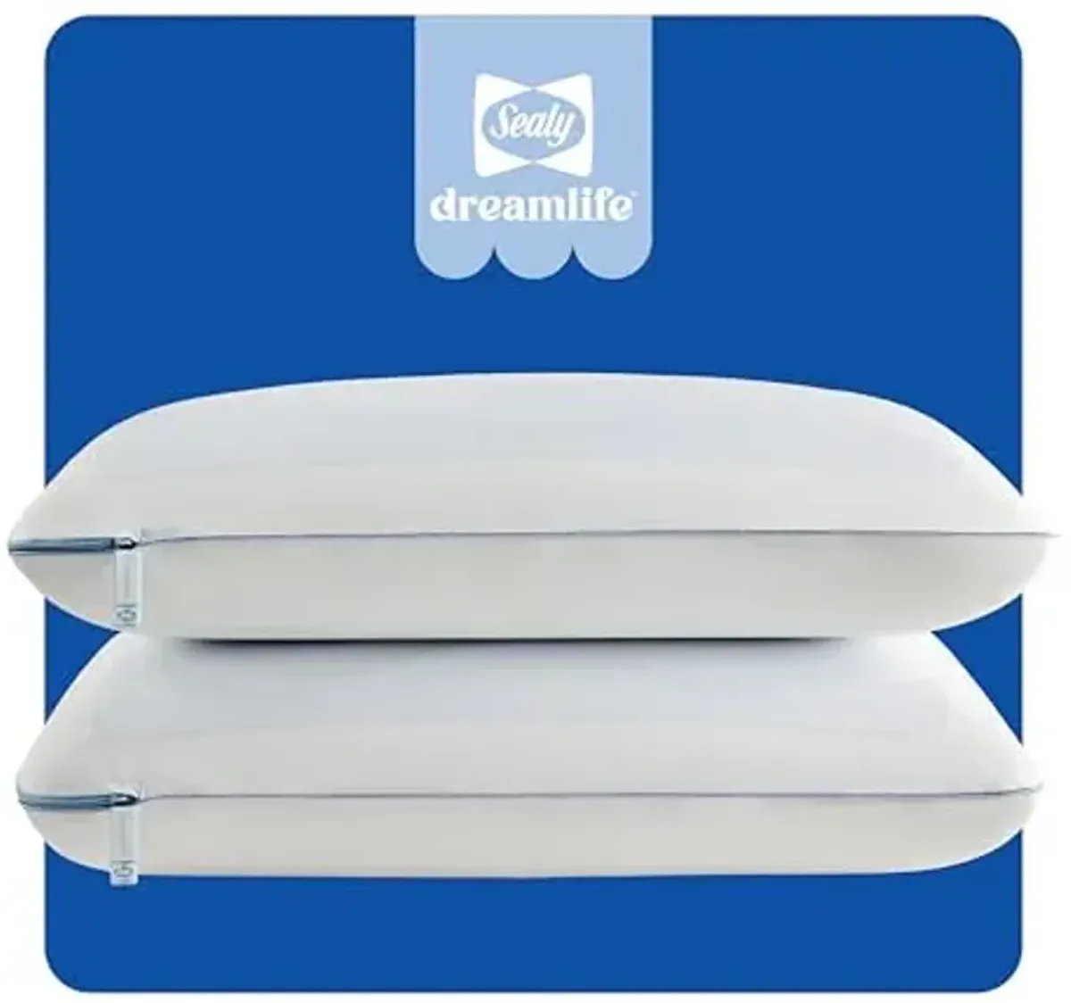 Sealy Dreamlife US Standard Size Memory Foam Cooling Pillow with SealyChill Cooling Gel, Removable Machine-Washable Cover, Made in The USA (2 Pack)