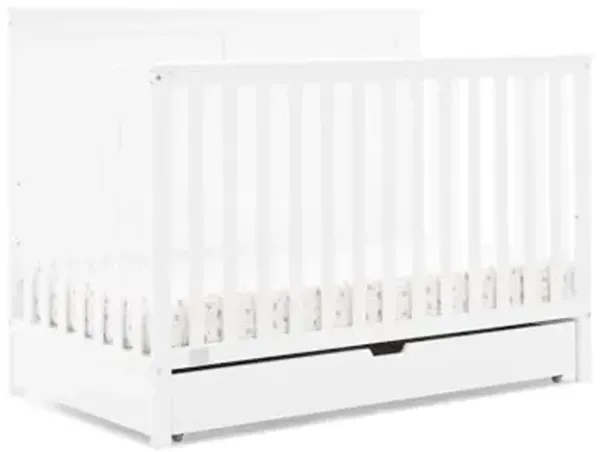 Simmons Kids Logan 6-in-1 Convertible Crib with Underdrawer - Greenguard Gold Certified, Bianca White