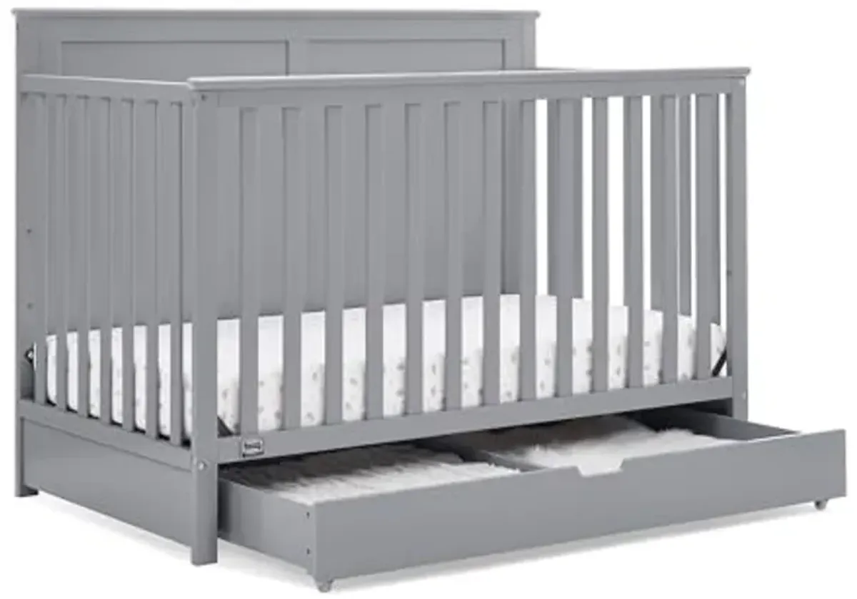 Simmons Kids Logan 6-in-1 Convertible Crib with Underdrawer - Greenguard Gold Certified, Grey