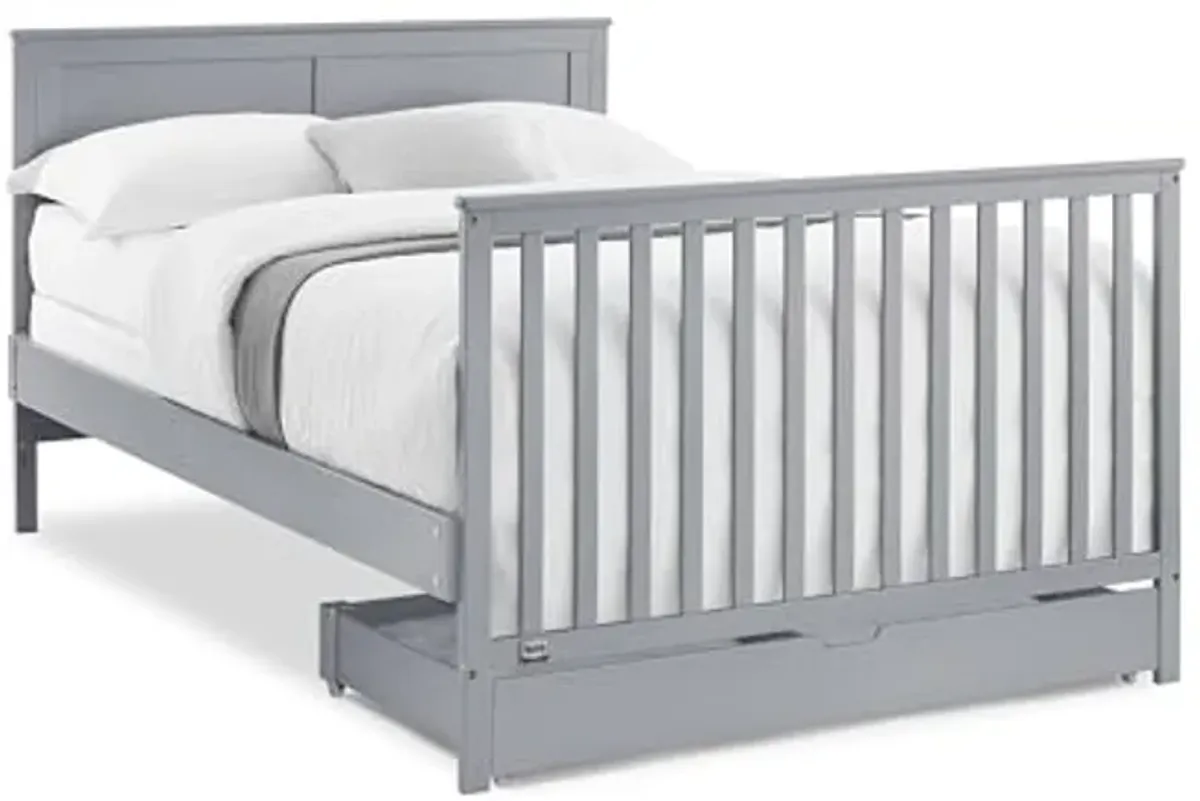 Simmons Kids Logan 6-in-1 Convertible Crib with Underdrawer - Greenguard Gold Certified, Grey