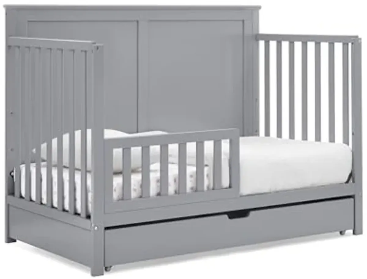 Simmons Kids Logan 6-in-1 Convertible Crib with Underdrawer - Greenguard Gold Certified, Grey