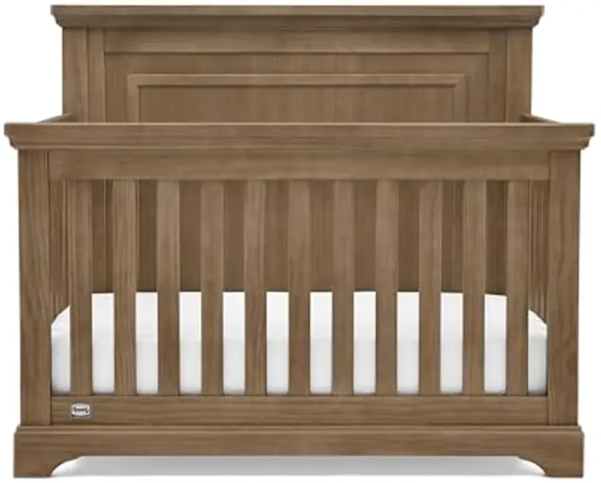 Delta Children Simmons Kids Paloma 4-in-1 Convertible Crib, Greenguard Gold Certified, Aged Oak