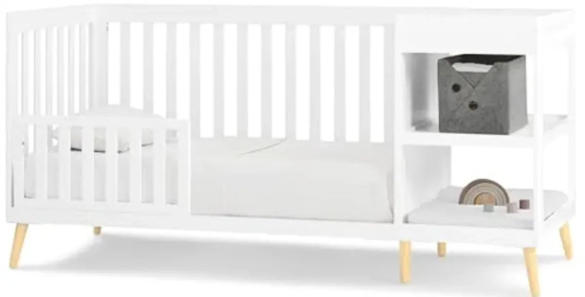 Delta Children Essex 4-in-1 Convertible Crib and Changer, Bianca White w/Natural