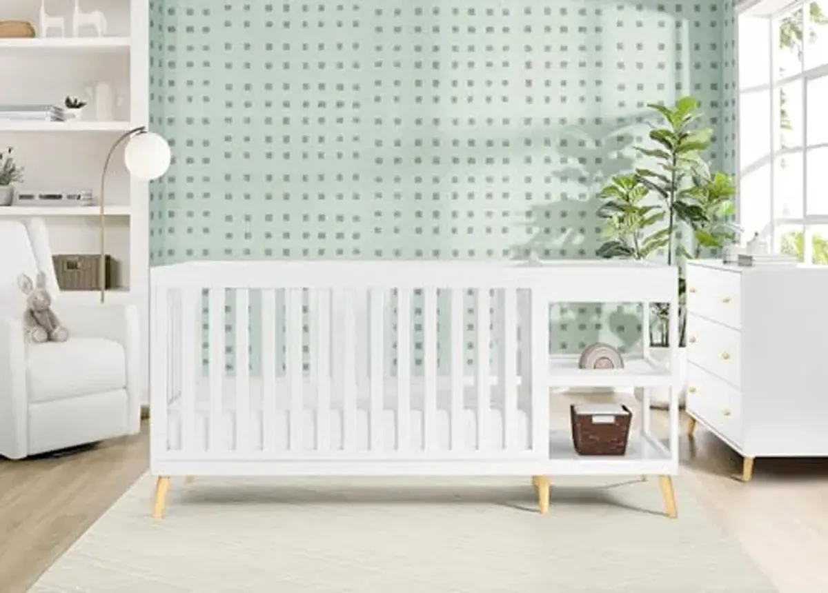 Delta Children Essex 4-in-1 Convertible Crib and Changer, Bianca White w/Natural