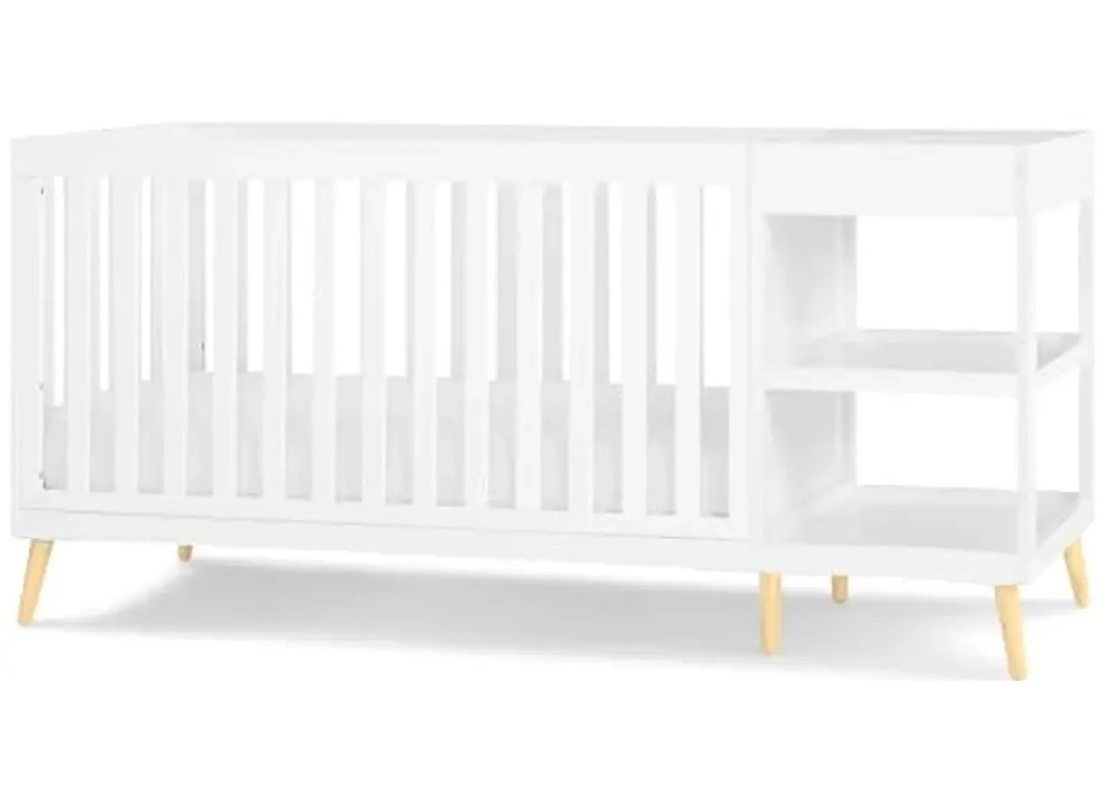 Delta Children Essex 4-in-1 Convertible Crib and Changer, Bianca White w/Natural