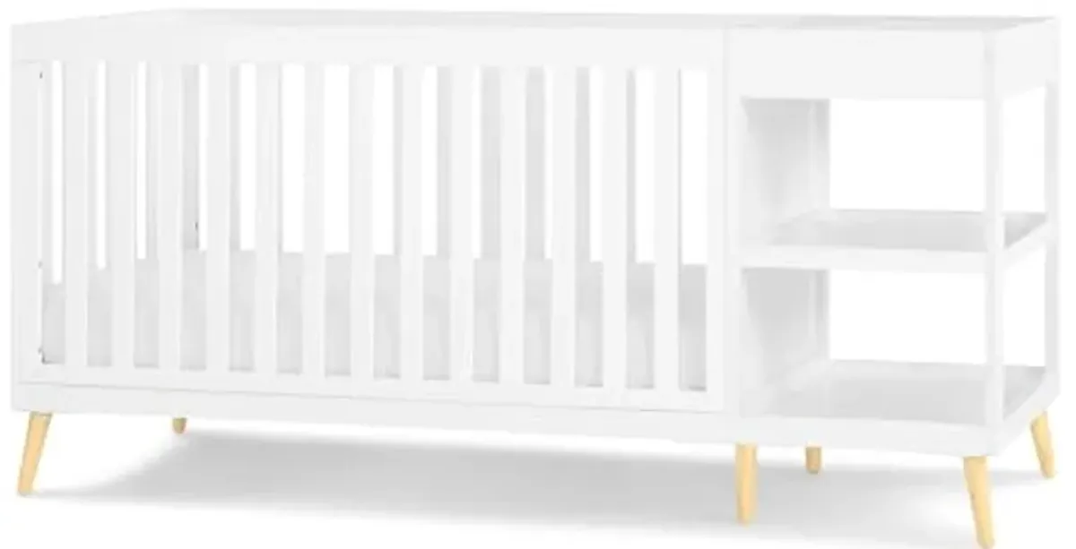 Delta Children Essex 4-in-1 Convertible Crib and Changer, Bianca White w/Natural