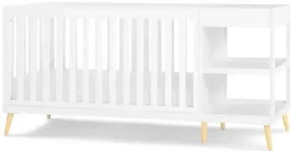 Delta Children Essex 4-in-1 Convertible Crib and Changer, Bianca White w/Natural