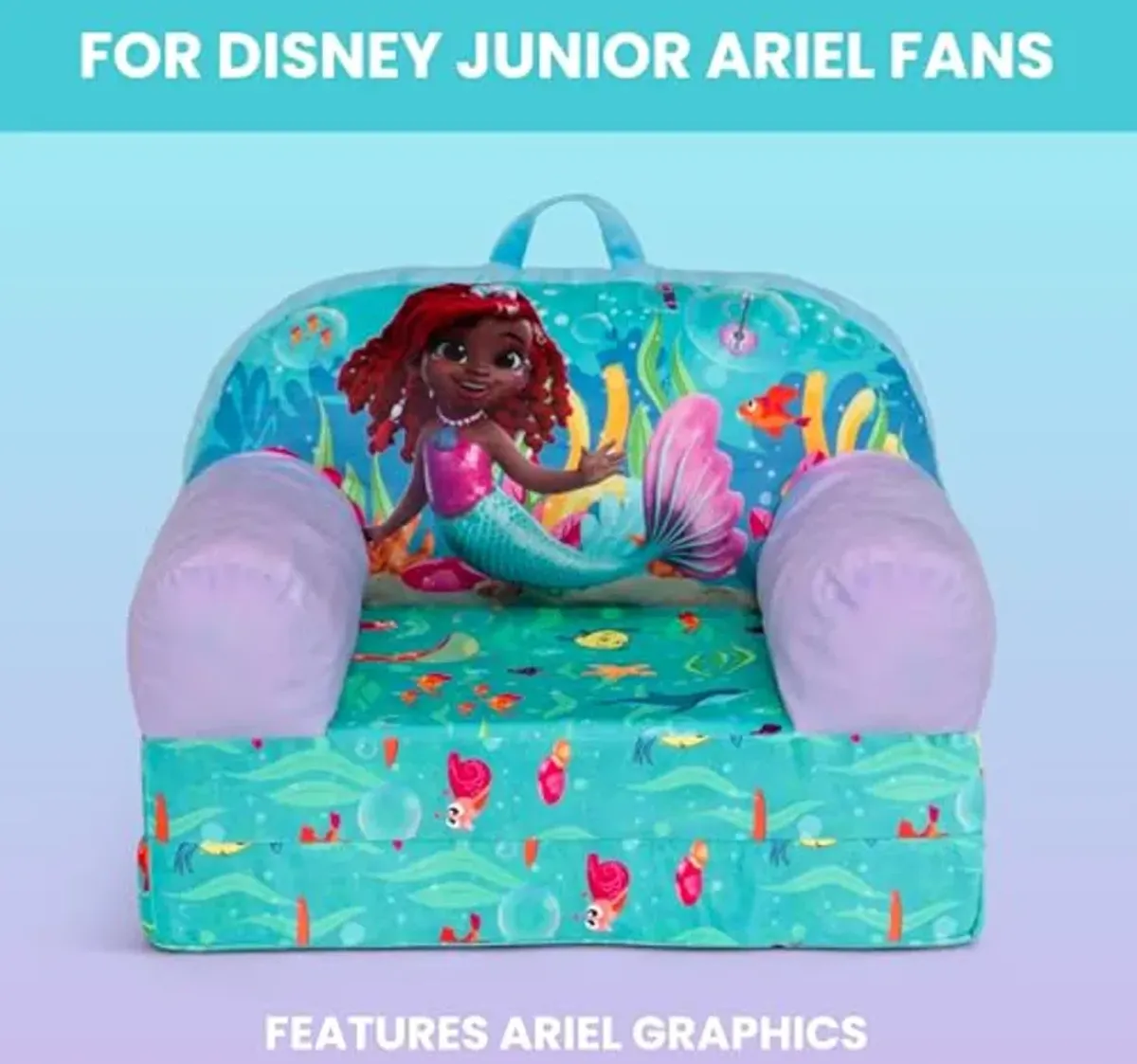 Delta Children - Disney Junior’s Ariel Cozee Buddy Flip-Out Kids Chair, Blue