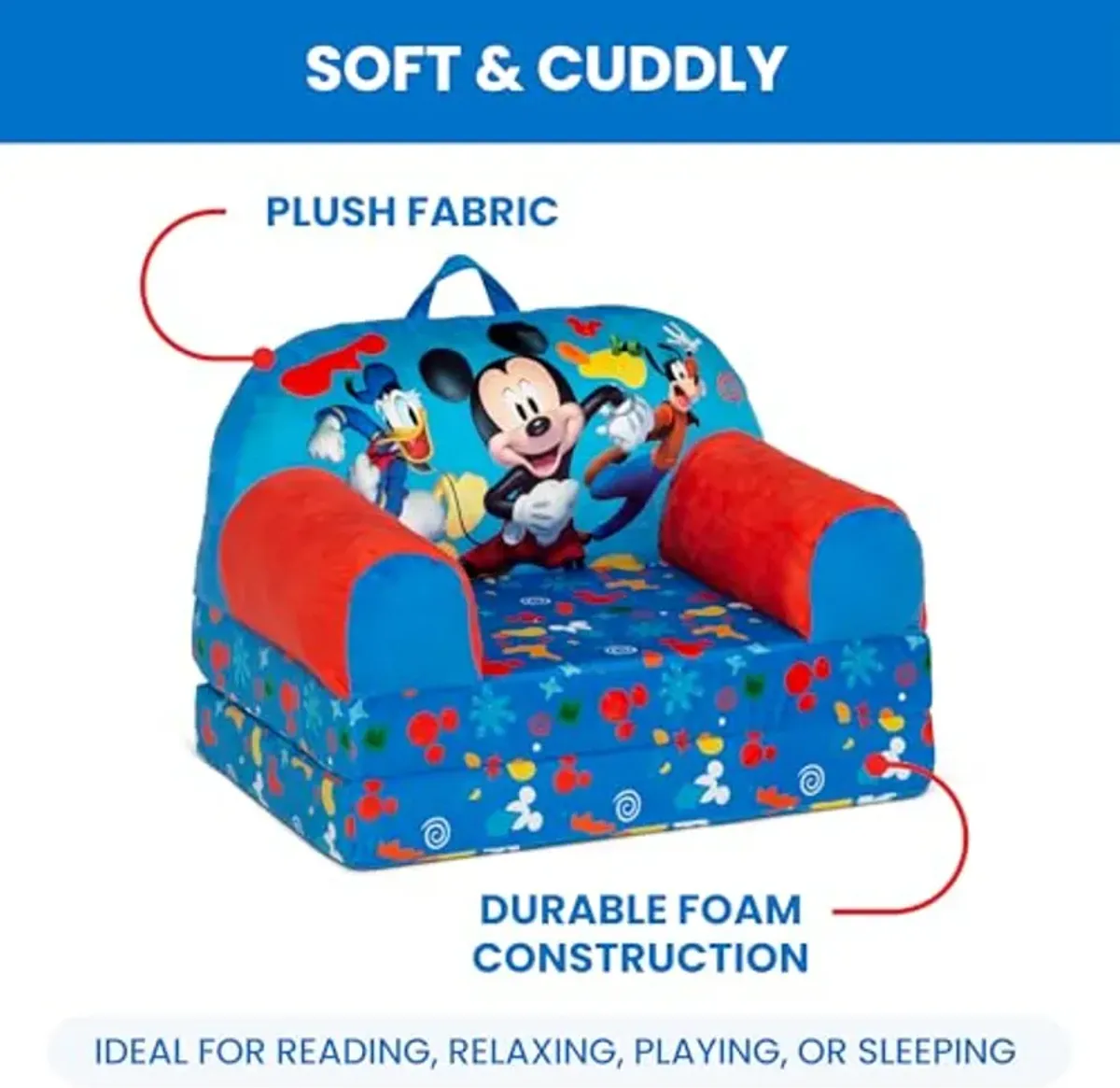 Delta Children - Mickey Mouse Cozee Buddy Flip-Out Kids Chair, Blue