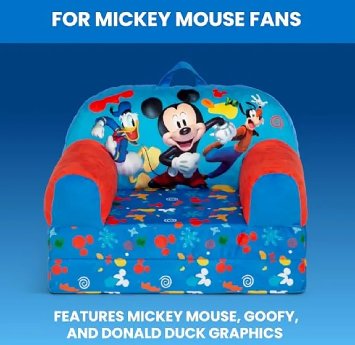 Delta Children - Mickey Mouse Cozee Buddy Flip-Out Kids Chair, Blue