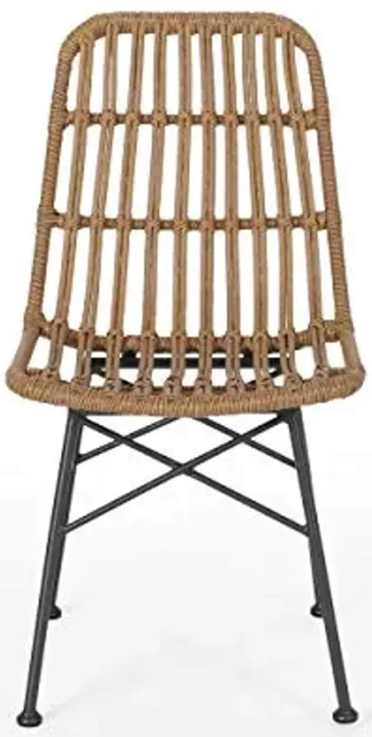 Christopher Knight Home Sawtelle Assisi Indoor Wicker Dining Chairs (Set of 2), 18.25 "W x 24 "D x 35 "H, Light Brown + Black