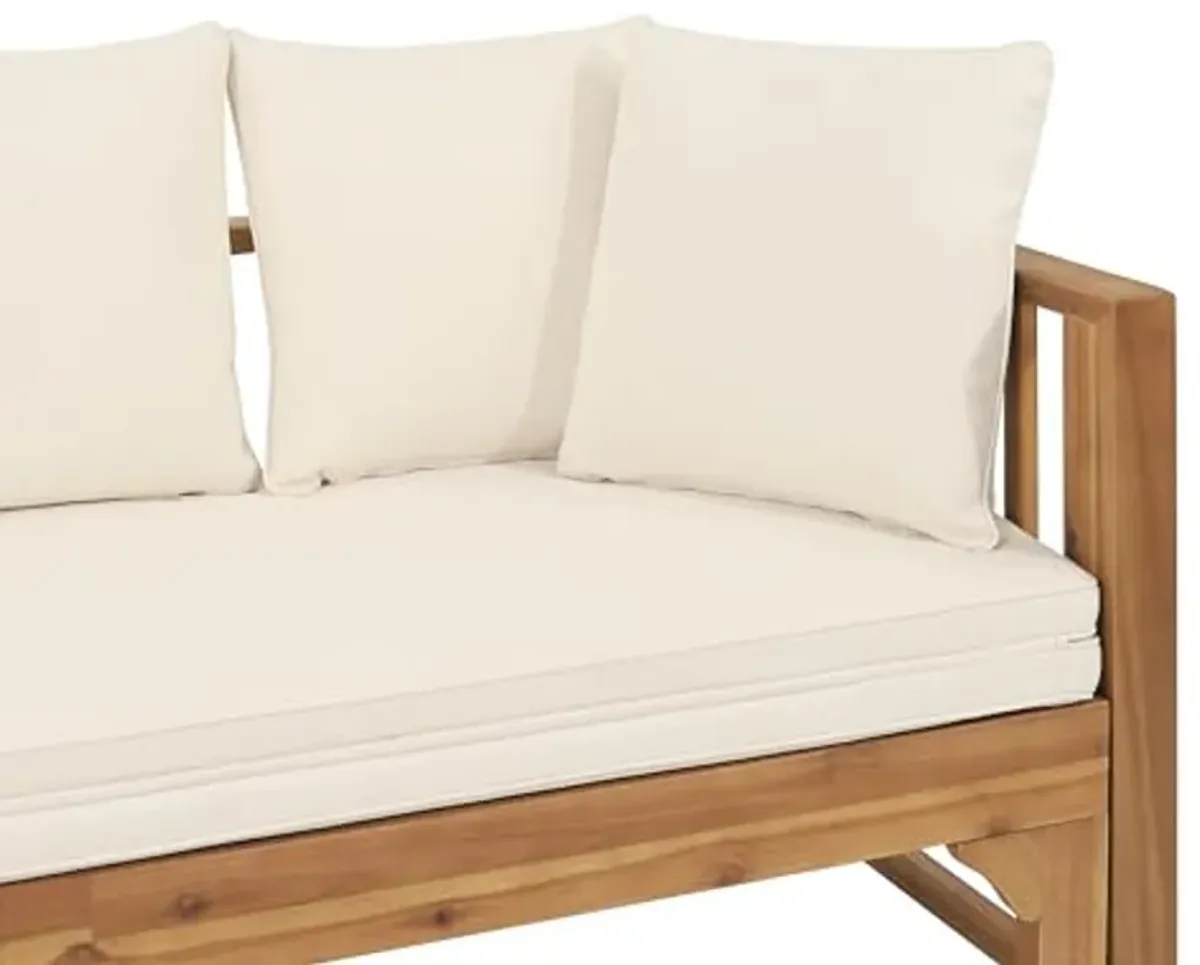 Christopher Knight Home Varney Outdoor Extendable Acacia Wood Daybed Sofa, Teak and Beige