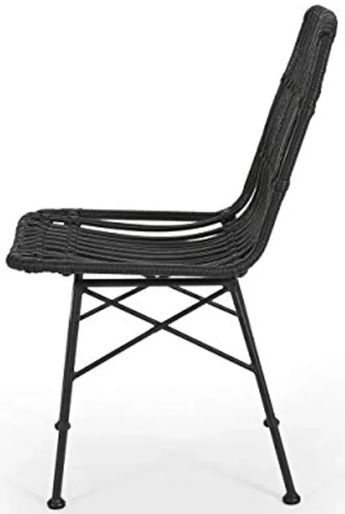 Christopher Knight Home Assisi Indoor Wicker Dining Chairs (Set of 2), Gray and Black