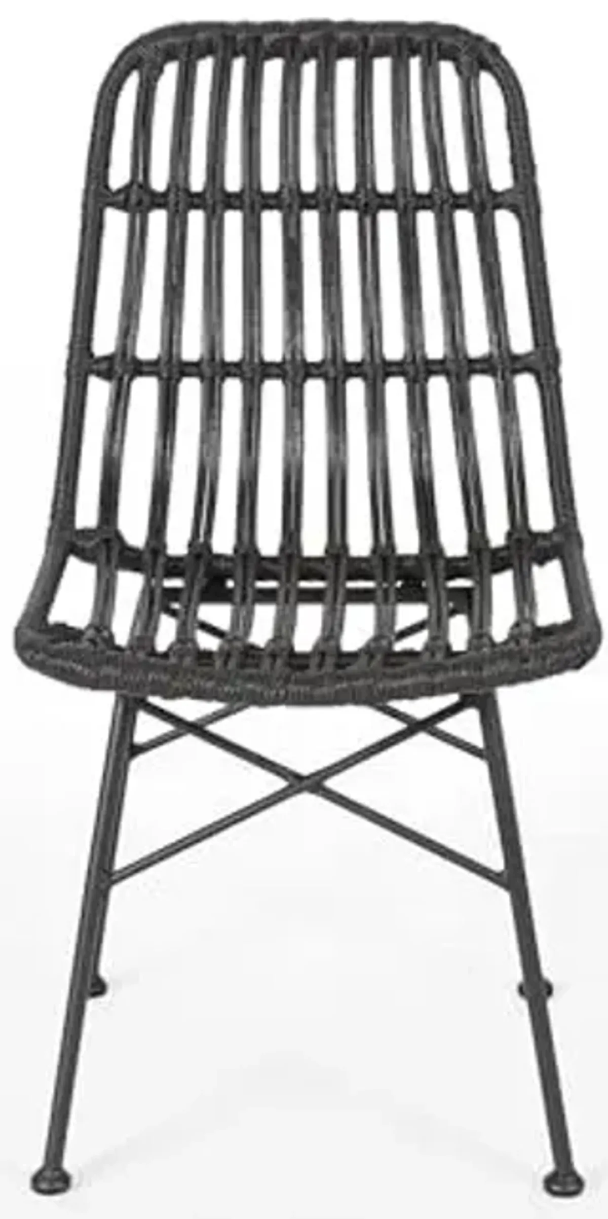 Christopher Knight Home Assisi Indoor Wicker Dining Chairs (Set of 2), Gray and Black