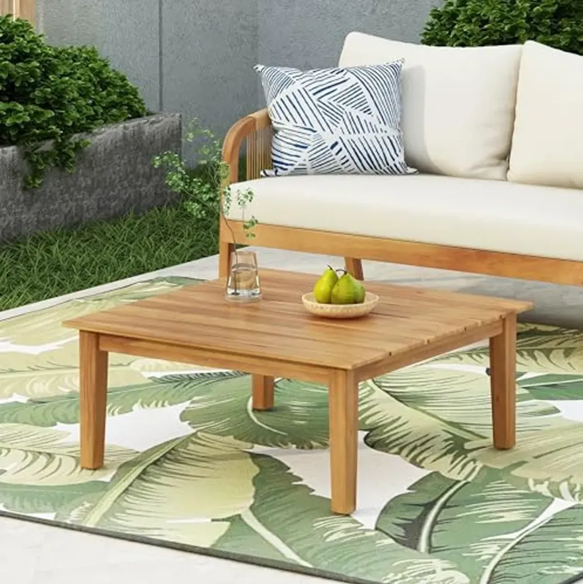 Christopher Knight Home Loft Outdoor Acacia Wood Coffee Table, 29.5 "W x 29.5 "D x 13 "H, Teak