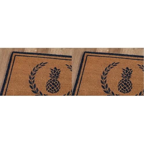 Erin Gates by Momeni Park Pineapple Navy Hand Woven Natural Coir Doormat 1'6" X 2'6" (Pack of 2)