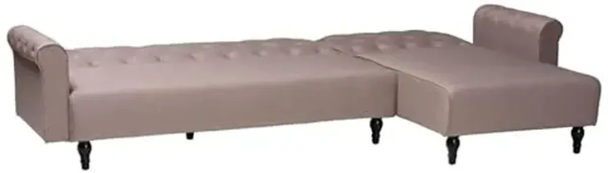 Baxton Studio Chesterfield Clay Fabric Upholstered Convertible Sleeper Sofa