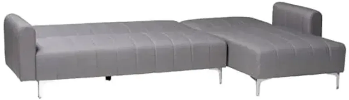 Baxton Studio Lanoma Slate Gray Fabric Upholstered Convertible Sleeper Sofa