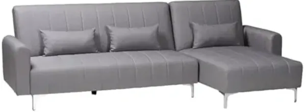 Baxton Studio Lanoma Slate Gray Fabric Upholstered Convertible Sleeper Sofa