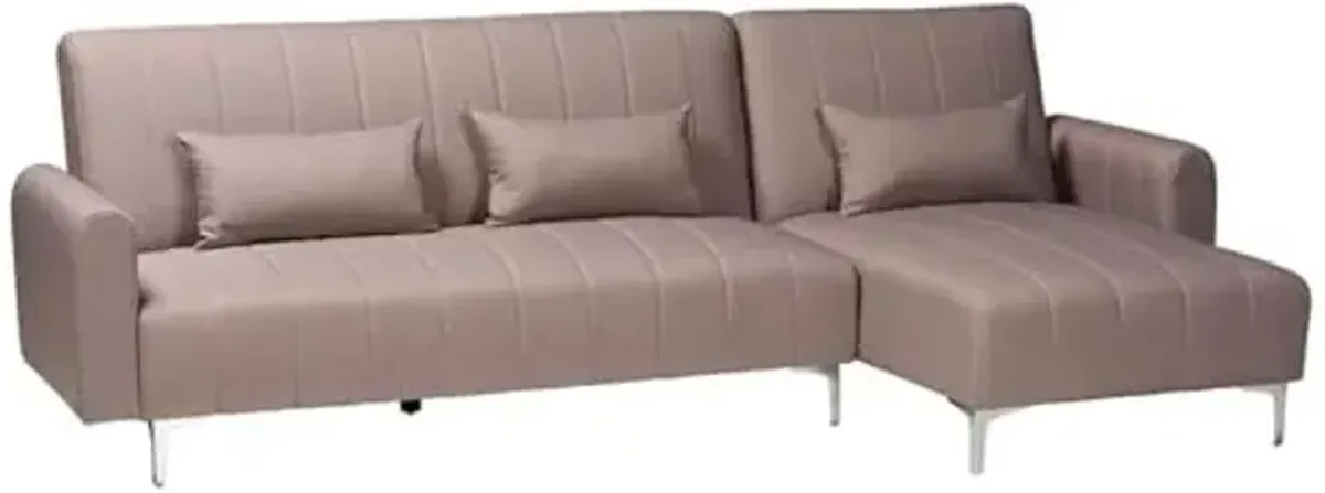 Baxton Studio Lanoma Clay Fabric Upholstered Convertible Sleeper Sofa