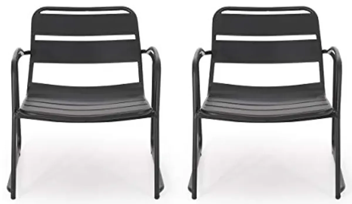 Christopher Knight Home Cowan Outdoor Dining Chair (Set of 2), 24.5 "W x 27 "D x 25.25 "H, Matte Black