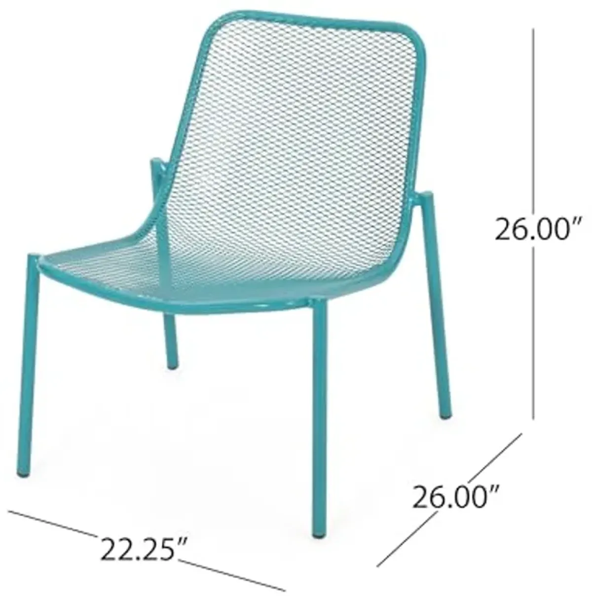 Christopher Knight Home Bucknell Outdoor Modern Dining Chair (Set of 2), 22.25 "W x 26 "D x 26 "H, Matte Teal