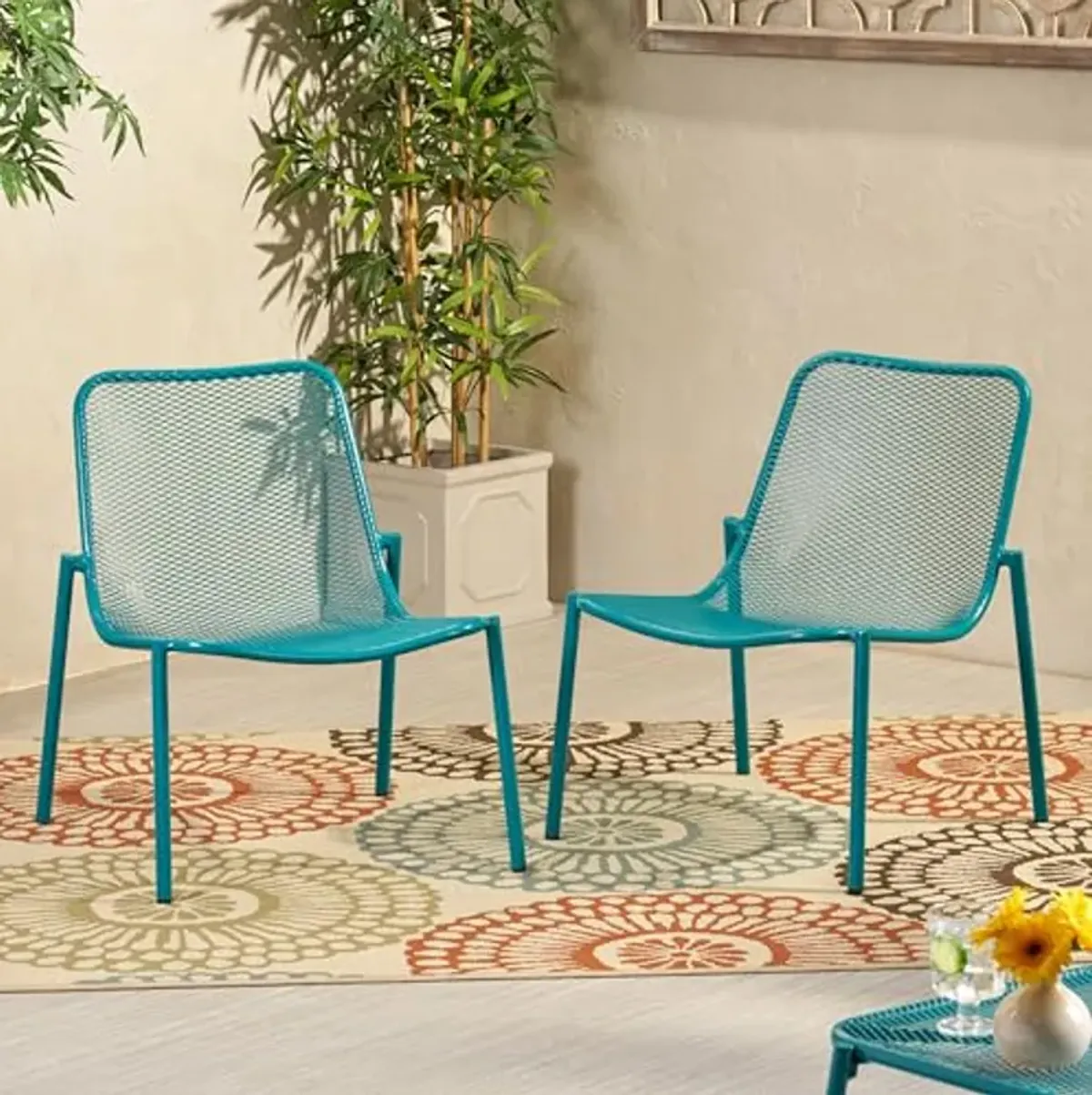 Christopher Knight Home Bucknell Outdoor Modern Dining Chair (Set of 2), 22.25 "W x 26 "D x 26 "H, Matte Teal