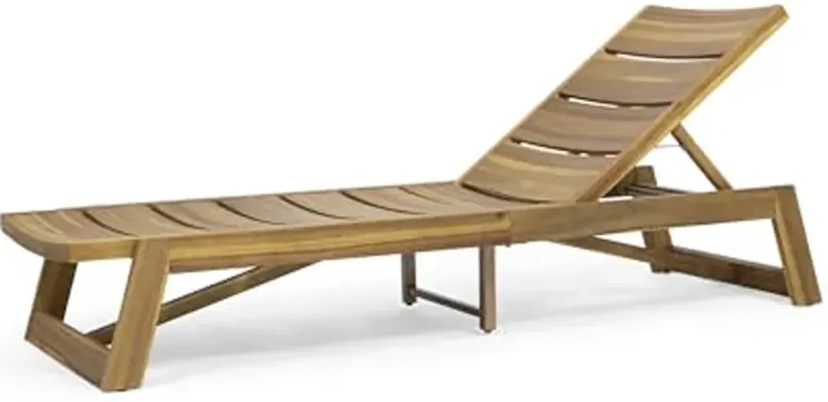 Christopher Knight Home Mahalo Outdoor Acacia Wood 2 Piece Chaise Lounge, 19 "W x 15 "D x 19.25 "H, Teak + Yellow