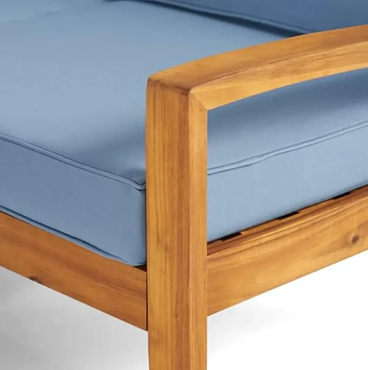 Christopher Knight Home Grenada Outdoor Acacia Wood Club Chairs with Cushions (Set of 2), 22.75 "W x 23.5 "D x 4 "H, Teak + Blue