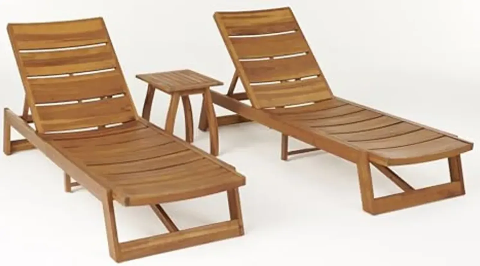 Christopher Knight Home Outdoor Acacia Wood 3 Piece Chaise Lounge Set