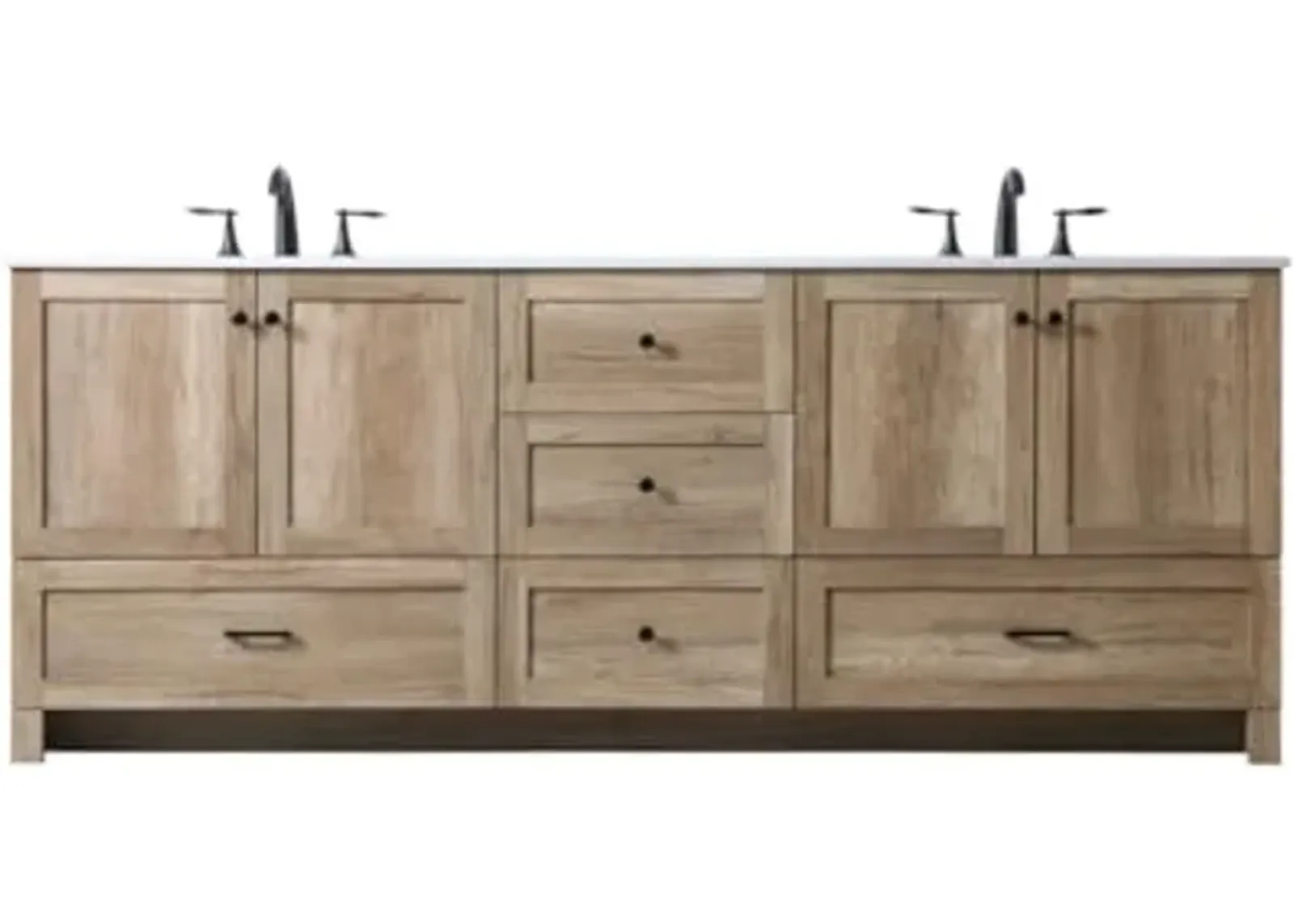 Elegant Lighting VF2884D Soma 84" Free Standing Double Basin Vanity Set with Cabinet and Marble Vanity Top - Natural Oak