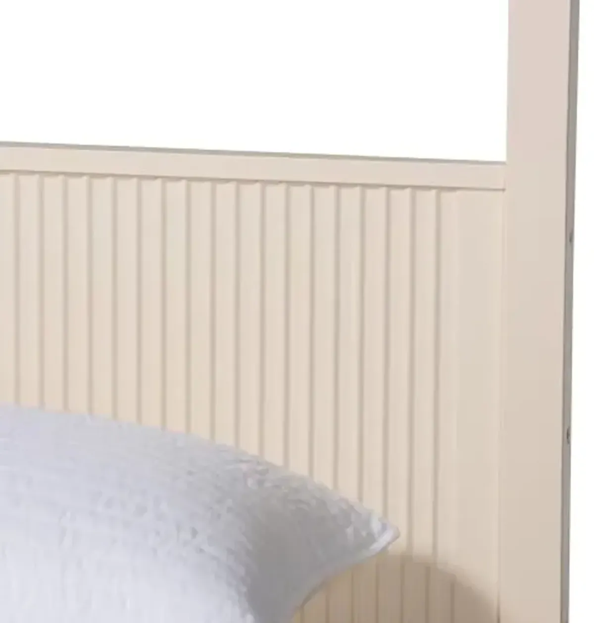 Baxton Studio Primrose Fluted Wood Canopy Bed Set, 4-Piece, King, Ivory