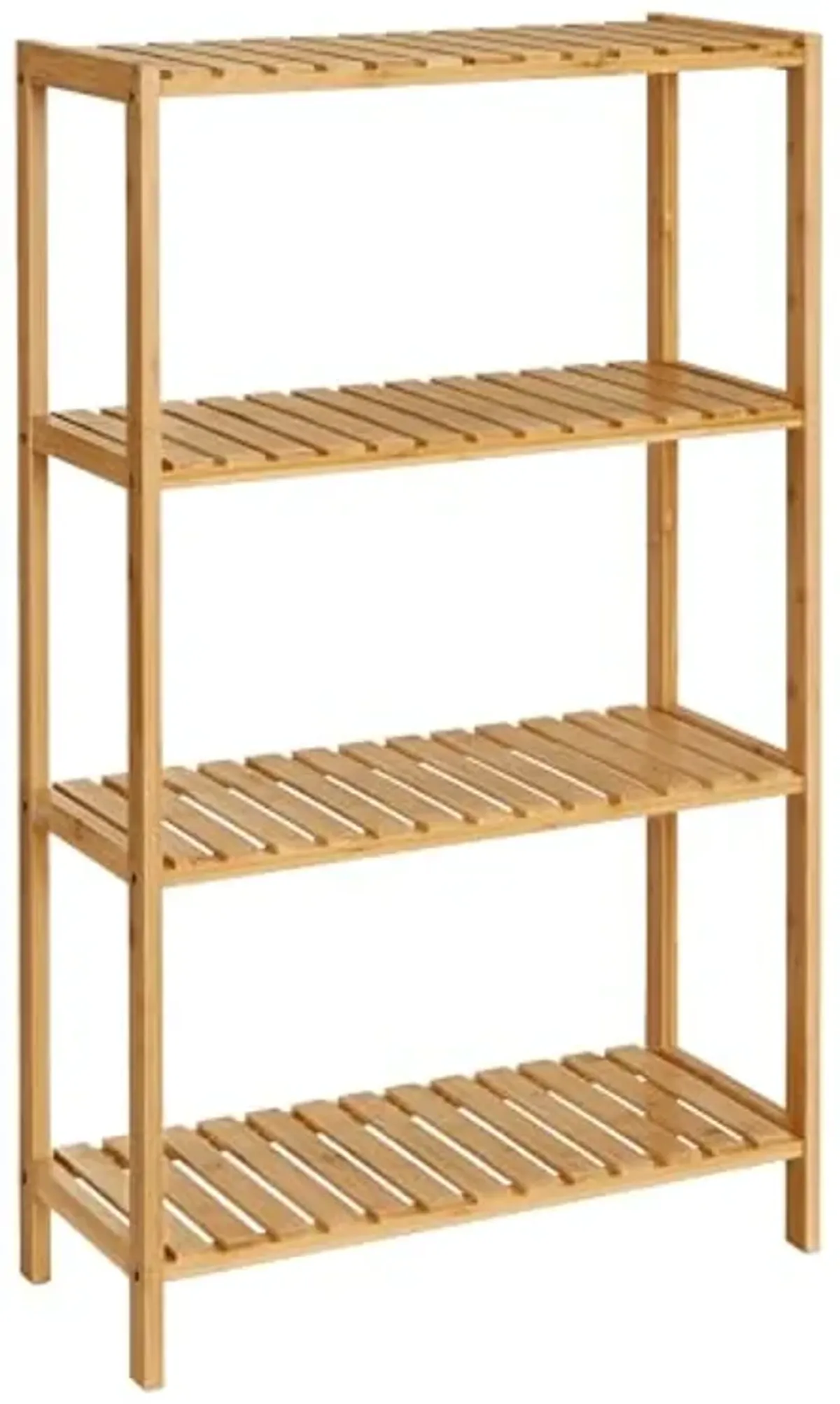 SONGMICS Bamboo Storage Shelf, 4-Tier Shelving Unit, Multifunctional, in The Entryway, Bathroom, Living Room, Balcony, Kitchen, 10.2 x 23.6 x 39.4 Inches, Natural Beige UBCB034Y01