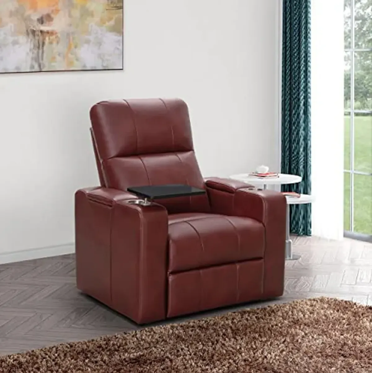 Abbyson Living Rider Power Recliner with Built-in Table, Red (Set of 2)