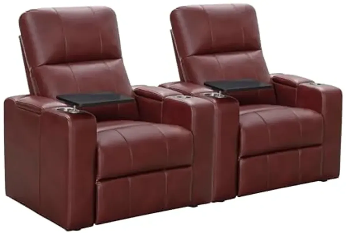 Abbyson Living Rider Power Recliner with Built-in Table, Red (Set of 2)