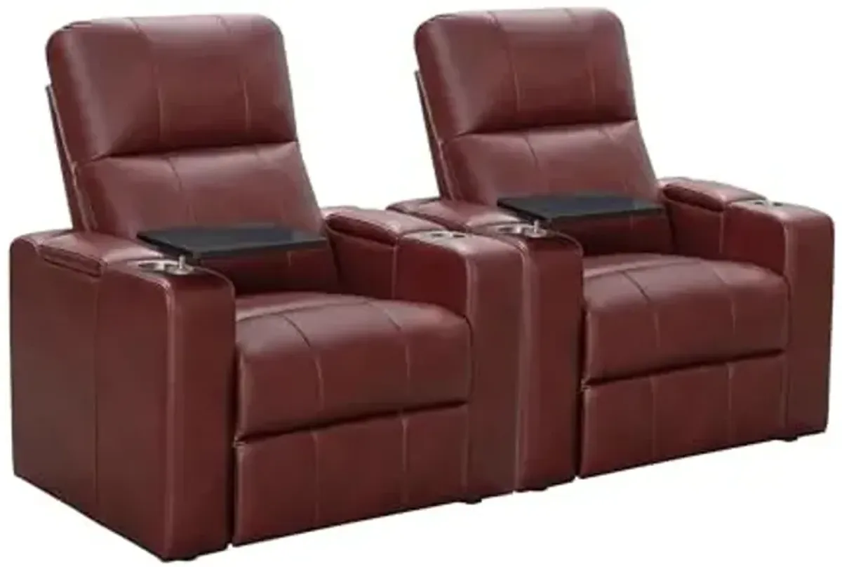 Abbyson Living Rider Power Recliner with Built-in Table, Red (Set of 2)