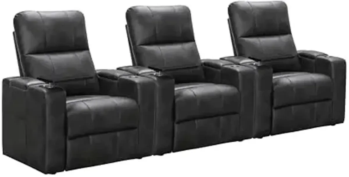 Abbyson Living Rider Power Recliner with Built-in Table, Gray (Set of 3)